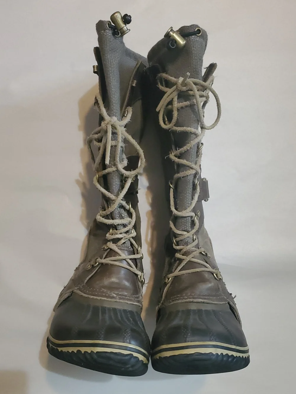 Sorel Conquest Carly Tall Waterproof Leather Lace-Up Winter Boots Size 8 Brown